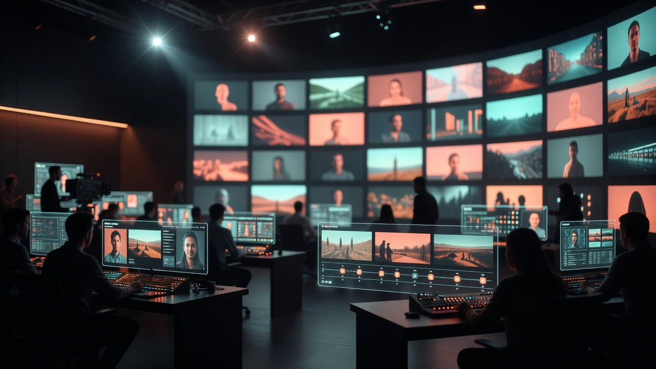 Project production wall showing episode cards, cast references, and storyboard boards.